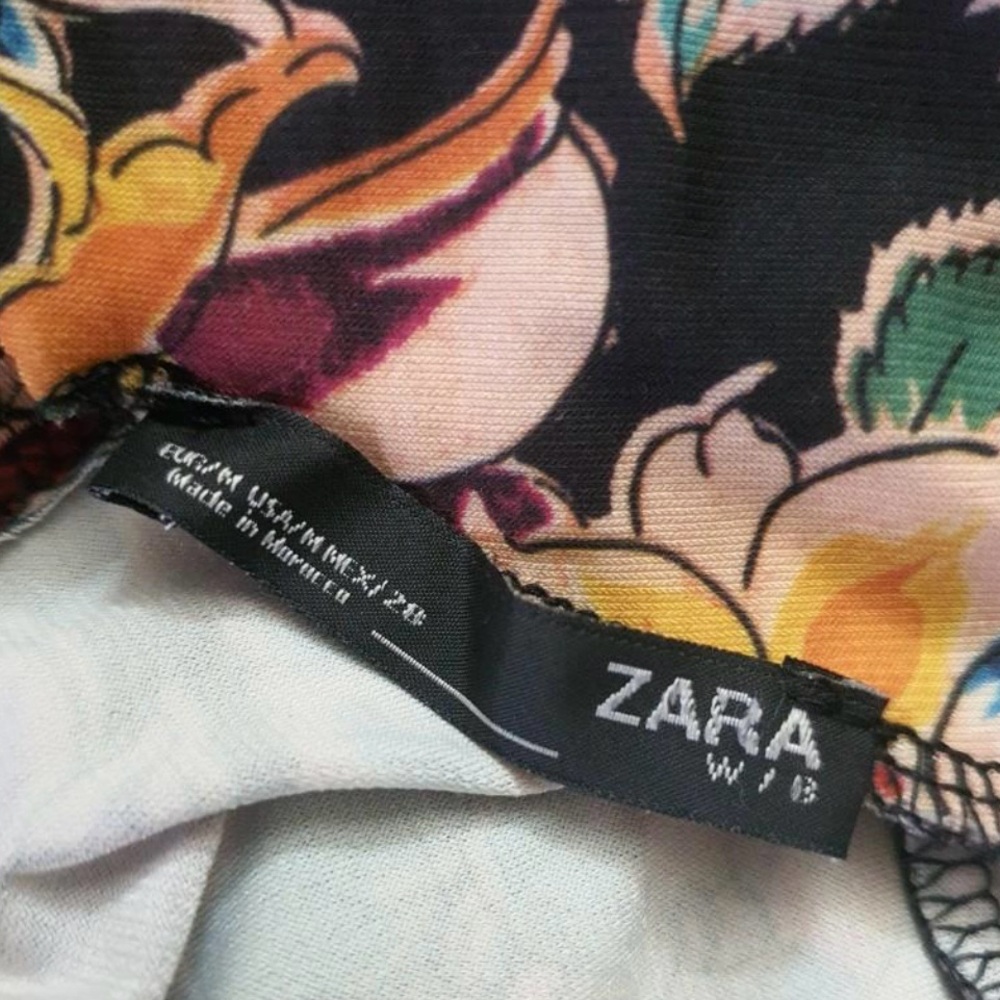 Zara Floral Mock Neck Sleeveless Midi Dress Medium Boho Cottagecore Vtg Retro - Picture 12 of 13